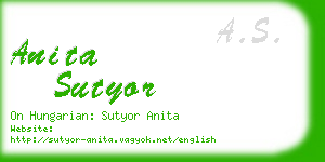 anita sutyor business card